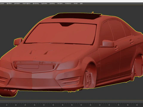 Mercedes-Benz C180 W204 Amg-Line 2013 3D Model