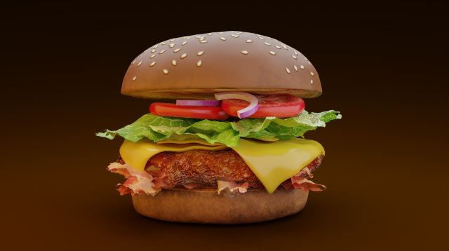 Hamburguer Hi Poly 3D Модель .c4d .max .obj .3ds .fbx .stl .blend 