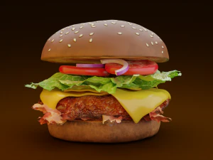 Hamb&uacute;rguer Hi Poly Modelo 3D