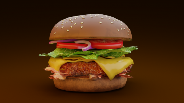 Hamburguer Low Poly 3D Model .c4d .max .obj .3ds .fbx .stl .blend 