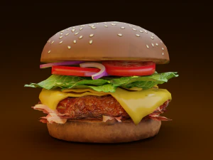 Hamb&uacute;rguer Low Poly Modelo 3D