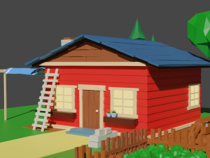 Village house low poly 3D Model
