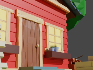 Village house low poly 3D Model