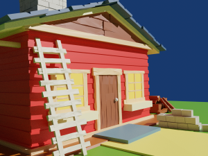 Village house low poly 3D Model