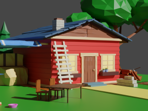 Village house low poly 3D Model