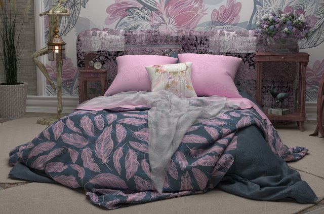 Boho Style Bed 3D Model .c4d .max .obj .3ds .fbx .stl .blend 