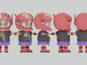 Cartoon Mini Girl 3D Model