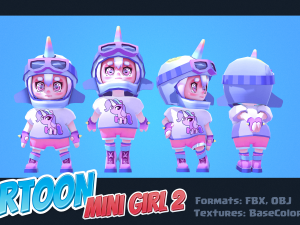 Cartoon Mini Girl 2 3D Model