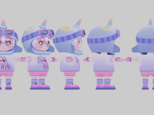 Cartoon Mini Girl 2 3D Model