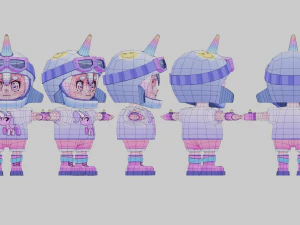 Cartoon Mini Girl 2 3D Model