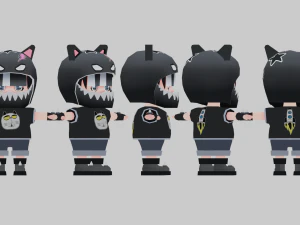 Cartoon Mini Girl 3 3D Model