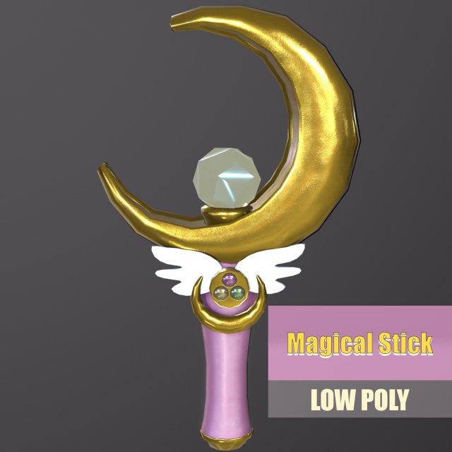 Lunar Prism Sailor Moons Magical Staff Low-poly 3D 模型 .c4d .max .obj .3ds .fbx .stl .blend 