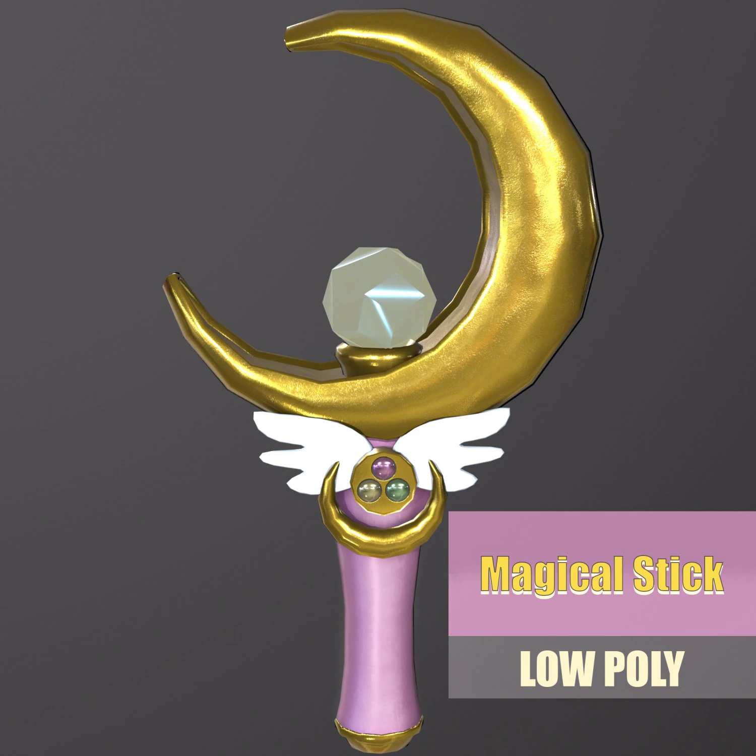 Lunar Prism Sailor Moons Magical Staff Low-poly 3D Model .c4d .max .obj .3ds .fbx .stl .blend 