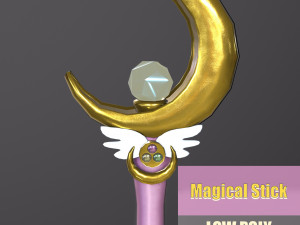 Lunar Prism Sailor Moons Magical Staff Low-poly Modèle 3D