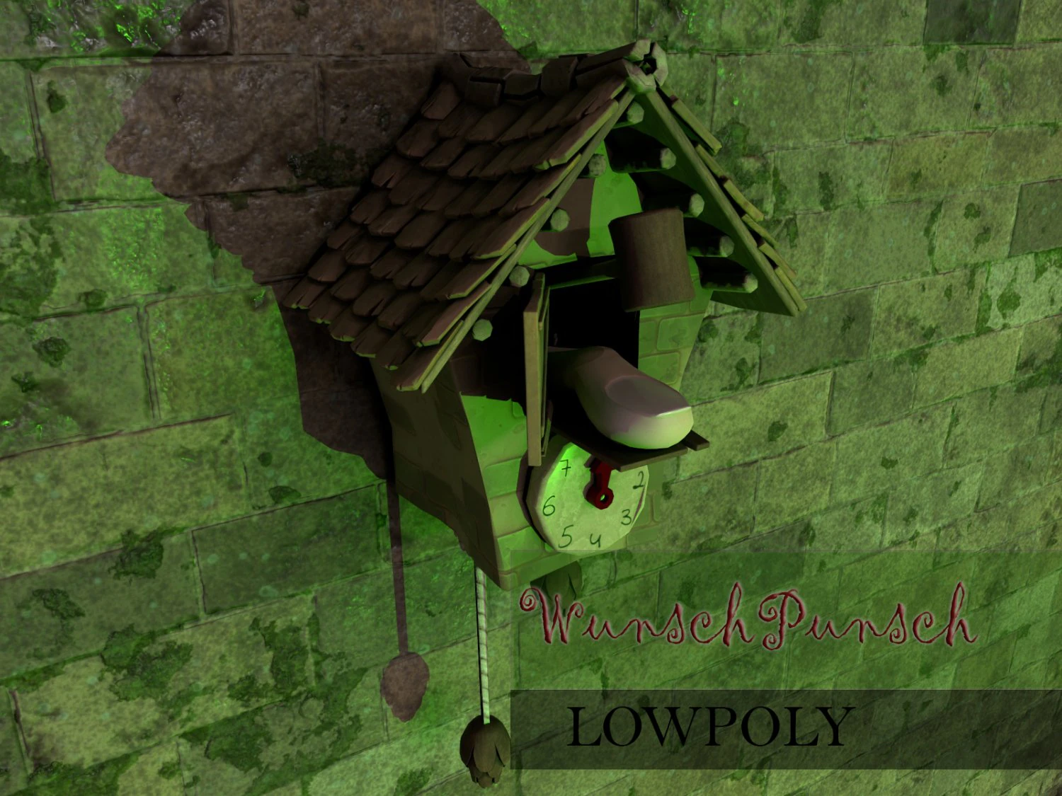 Cartoon stylized wall clock WunschPunsch Low-poly 3D Model .c4d .max .obj .3ds .fbx .stl .blend 