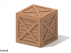 Voxel Wooden Crate 1 3D Model