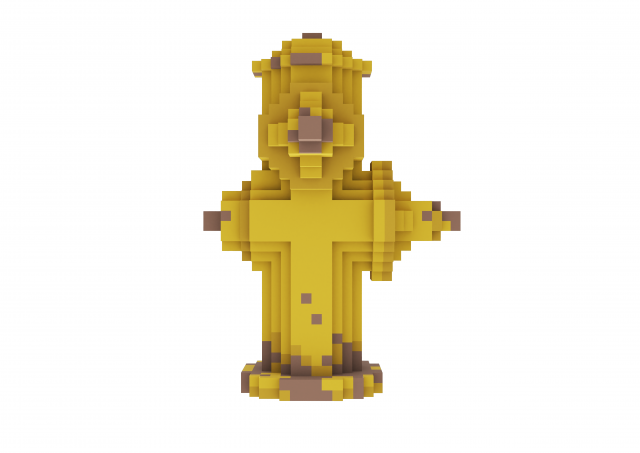 Voxel Yellow Fire Hydrant 3D मॉडल .c4d .max .obj .3ds .fbx .stl .blend 