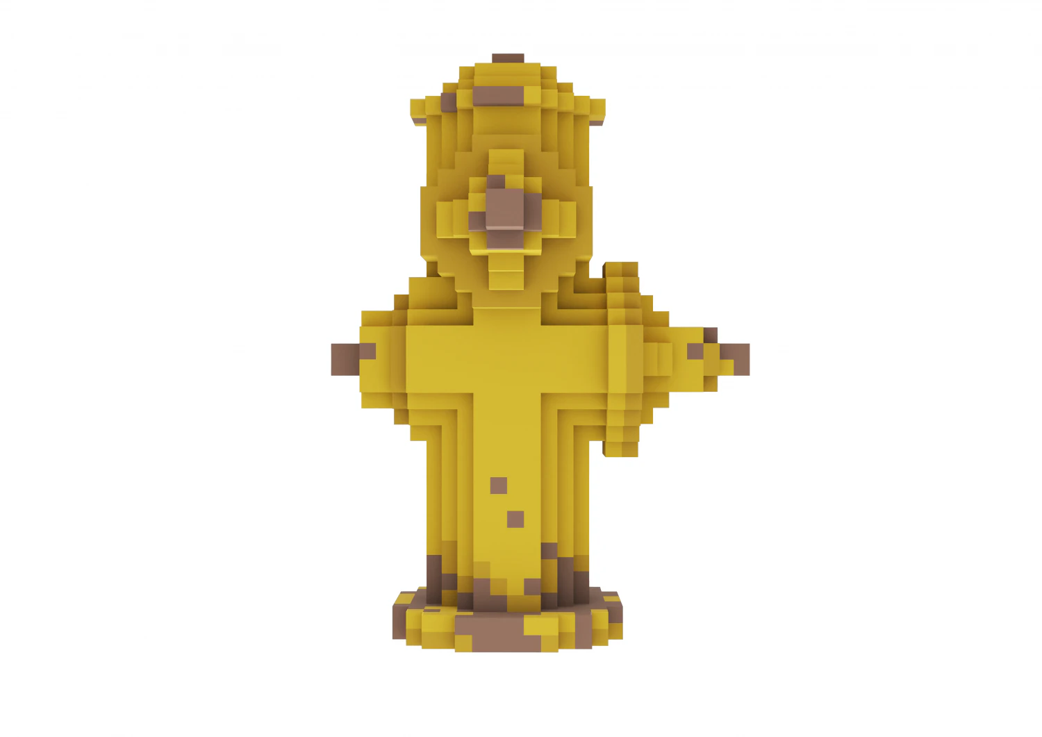 Voxel Yellow Fire Hydrant 3D Model .c4d .max .obj .3ds .fbx .stl .blend 