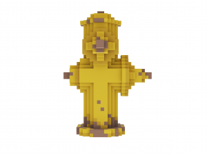 Voxel Yellow Fire Hydrant 3D Model