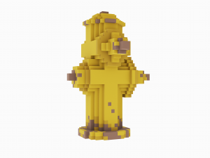 Voxel Yellow Fire Hydrant 3D मॉडल