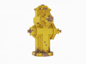 Voxel Yellow Fire Hydrant 3D Model