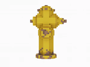 Voxel Yellow Fire Hydrant 3D Model