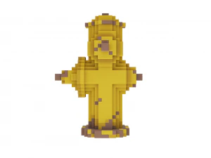 Voxel Yellow Fire Hydrant 3D Model