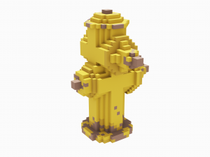 Voxel Yellow Fire Hydrant 3D मॉडल