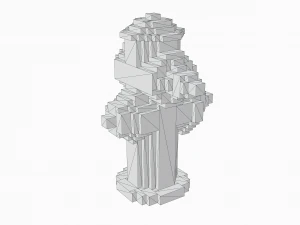 Voxel Yellow Fire Hydrant 3D Model