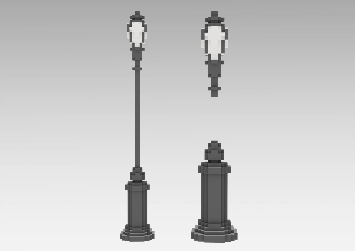 Voxel Street Lamp 3D Model .c4d .max .obj .3ds .fbx .stl .blend 