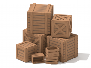 5 Voxel Wooden Crates 3D Model