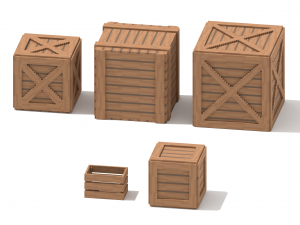 5 Voxel Wooden Crates 3D Модель