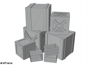 5 Voxel Wooden Crates 3D Модель