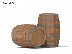 Voxel Wooden Wine Barrel Collection 3D-Modell
