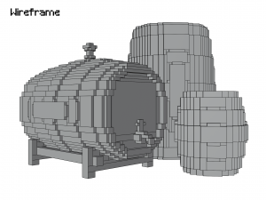 Voxel Wooden Wine Barrel Collection 3D-Modell