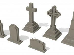 Voxel Tombstone Collection 3D Model