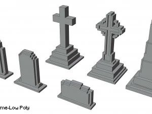 Voxel Tombstone Collection 3D Model