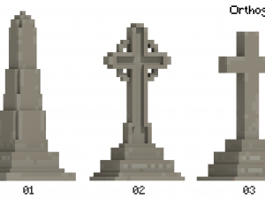 Voxel Tombstone Set 1 Modelo 3D