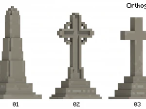 Voxel Tombstone Set 1 3D Model