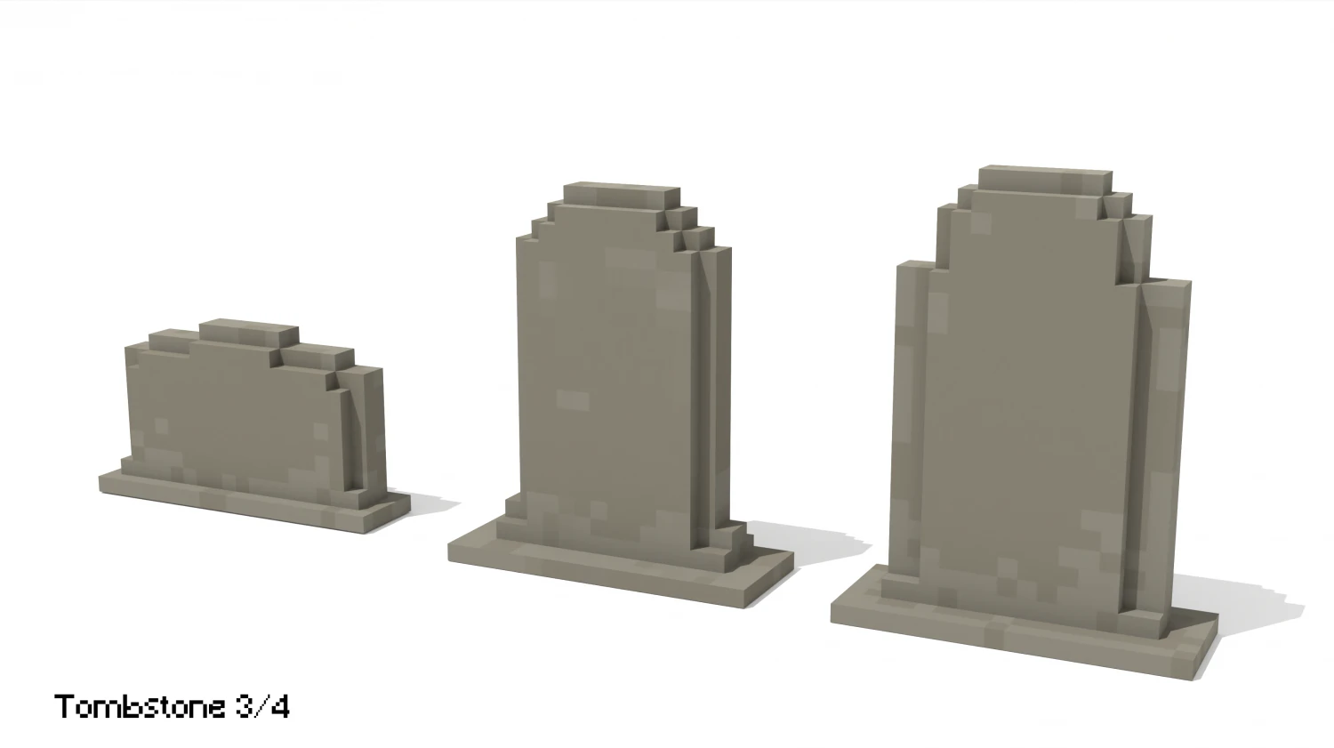 Voxel Tombstone Set 2 3D Model .c4d .max .obj .3ds .fbx .stl .blend 