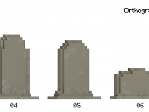Voxel Tombstone Set 2 3D Model