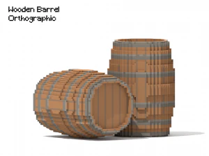 Воксельна дерев'яна бочка 2 3D Модель
