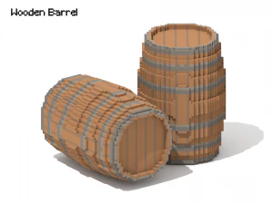 Voxel Wooden Barrel 2 3D Model