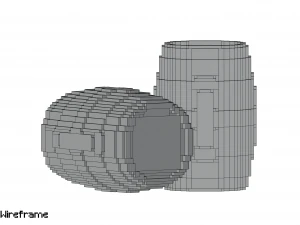 Voxel Wooden Barrel 2 3D Model