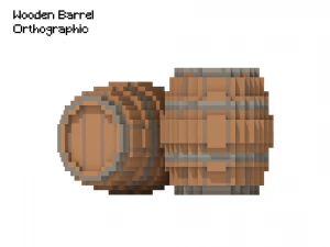 Voxel Wooden Barrel 3 3D Model