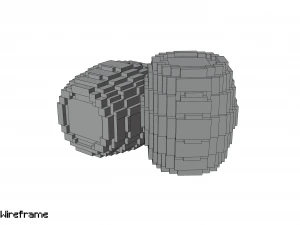 Voxel Wooden Barrel 3 3D Model