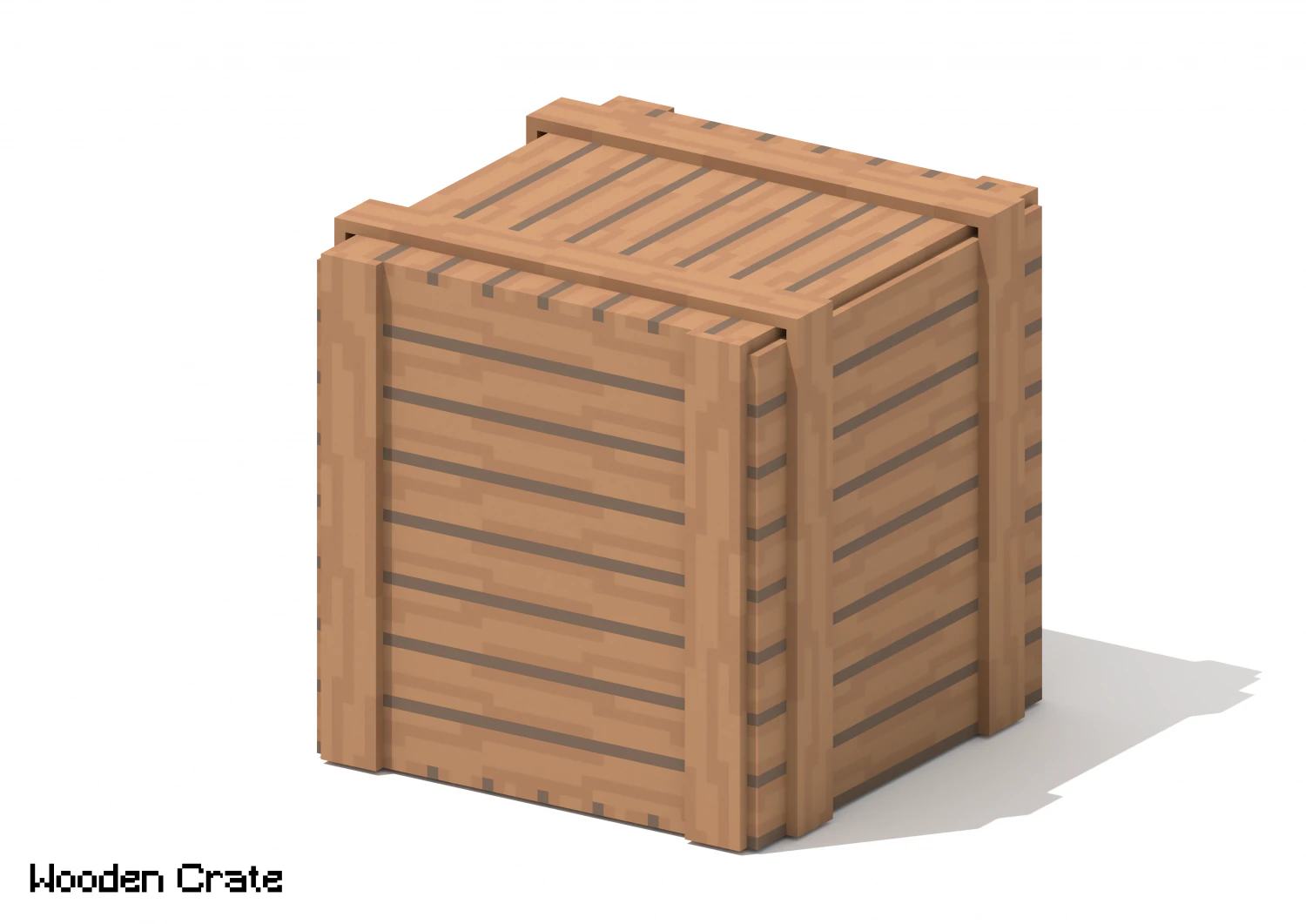 Voxel Wooden Crate 2 3D Model .c4d .max .obj .3ds .fbx .stl .blend
