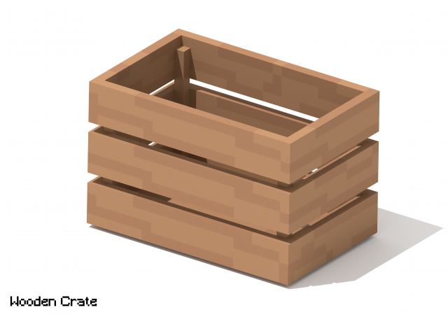 Voxel Wooden Crate 5 3D Model .c4d .max .obj .3ds .fbx .stl .blend