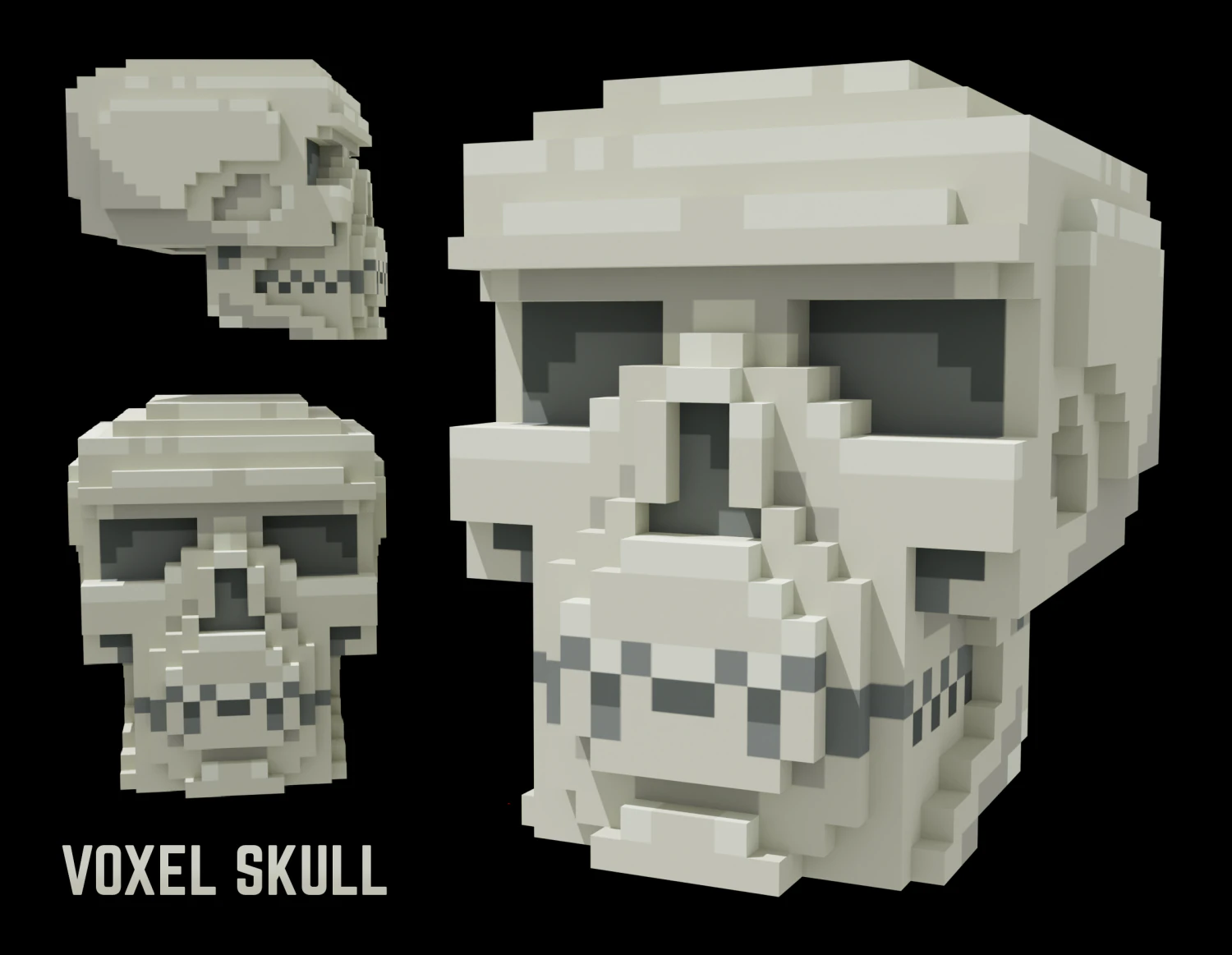 Voxel Human Skull 3D Model .c4d .max .obj .3ds .fbx .stl .blend