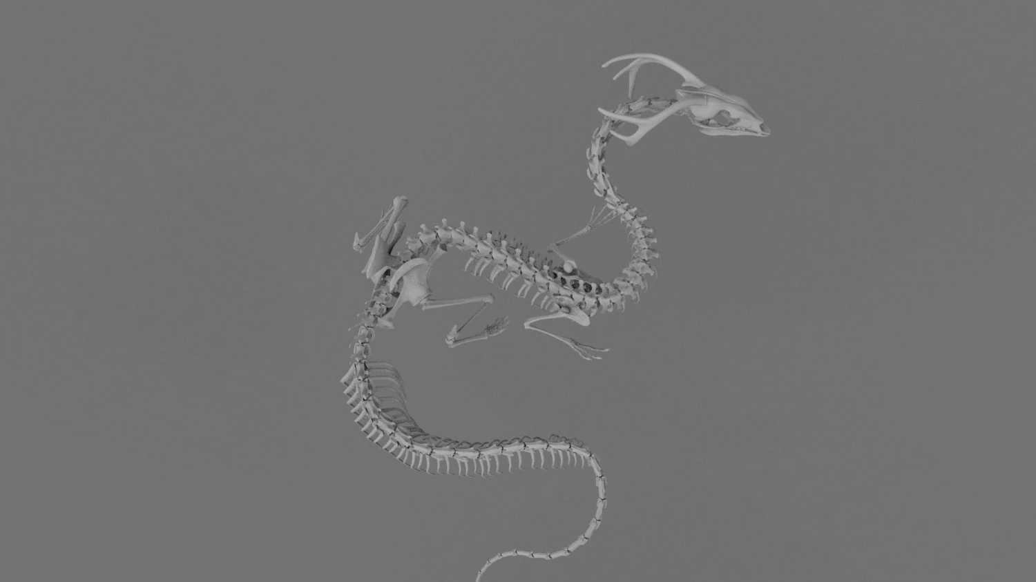 3D DRAGON SKELETON PRINTABLE MODEL 3D Print Model .c4d .max .obj .3ds .fbx .stl .blend